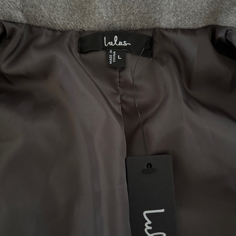 Lulu’s Jinora Light Grey Zip-Front Bomber Jacket Large NWT - Picture 6 of 13